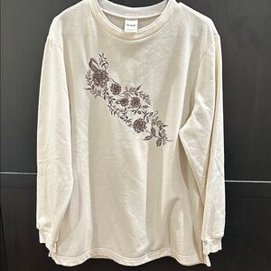 Blair Cream Sweater with Brown Floral Embroidery